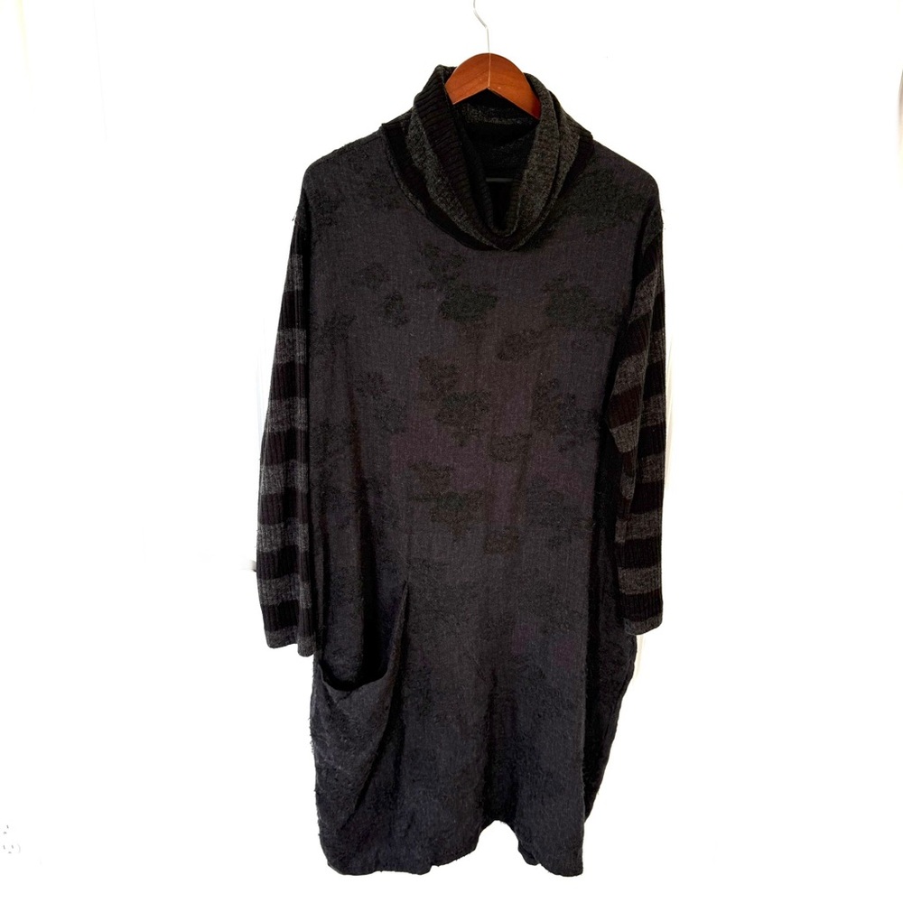 Gershonb R A M Wool Blend Cowl Neck Textured Dress